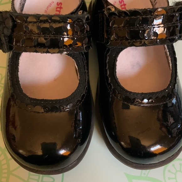 Stride rite Mary Jane Adria Black patent leather 6M Gem flower Velcro closure - Picture 5 of 8
